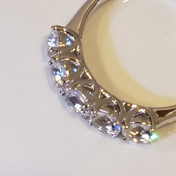 HP, 4-9 18K White Gold on 925 Silver, 1/2 Eternity Ring, Swarovski Crystals. - Picture 10 of 12